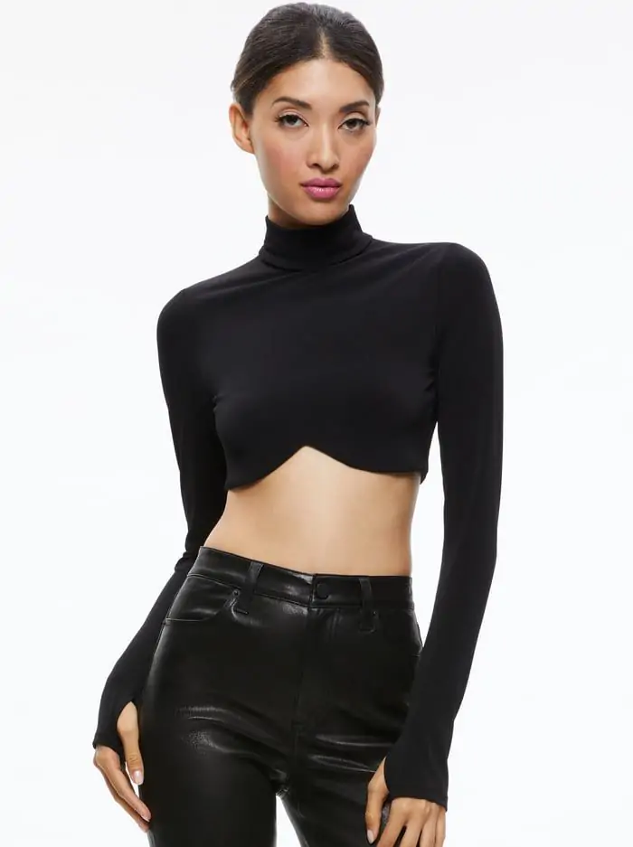 MELANGE CURVED CROPPED TURTLENECK